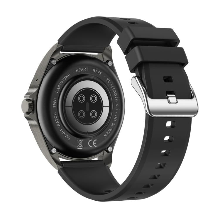 Montre connectée F36 avec écran couleur TFT 1,46 pouce, écouteurs Bluetooth intégrés, compatible appels Bluetooth et NFC.