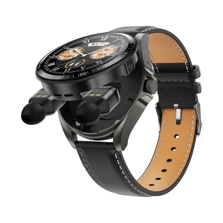 Montre connectée F36 avec écran couleur TFT 1,46 pouce, écouteurs Bluetooth intégrés, compatible appels Bluetooth et NFC.
