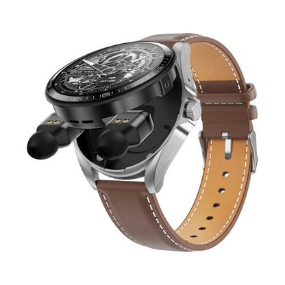 Montre connectée F36 avec écran couleur TFT 1,46 pouce, écouteurs Bluetooth intégrés, compatible appels Bluetooth et NFC.