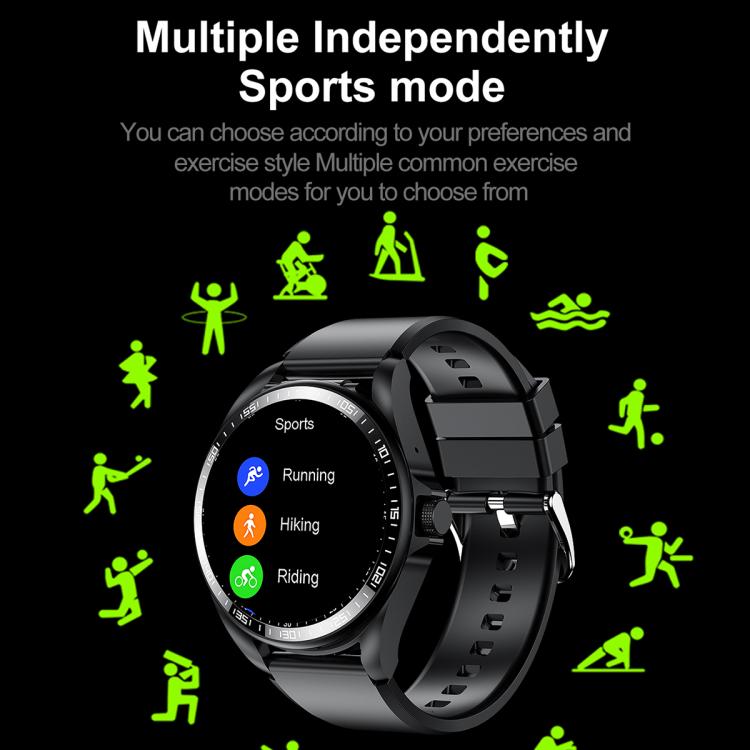 Montre connectée F36 avec écran couleur TFT 1,46 pouce, écouteurs Bluetooth intégrés, compatible appels Bluetooth et NFC.