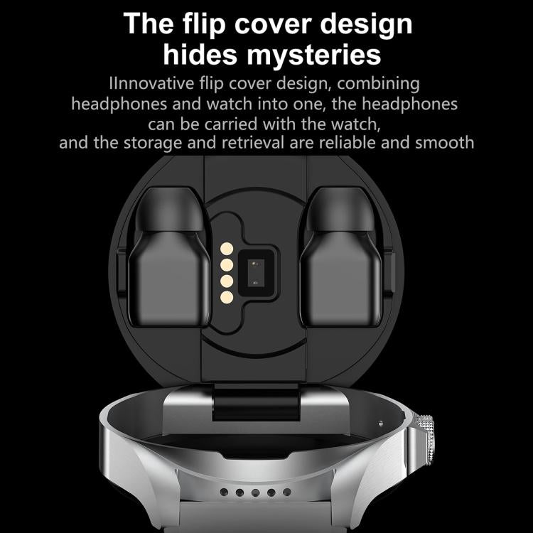 Montre connectée F36 avec écran couleur TFT 1,46 pouce, écouteurs Bluetooth intégrés, compatible appels Bluetooth et NFC.