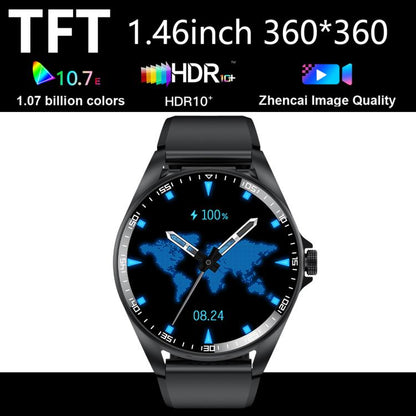 Montre connectée F36 avec écran couleur TFT 1,46 pouce, écouteurs Bluetooth intégrés, compatible appels Bluetooth et NFC.