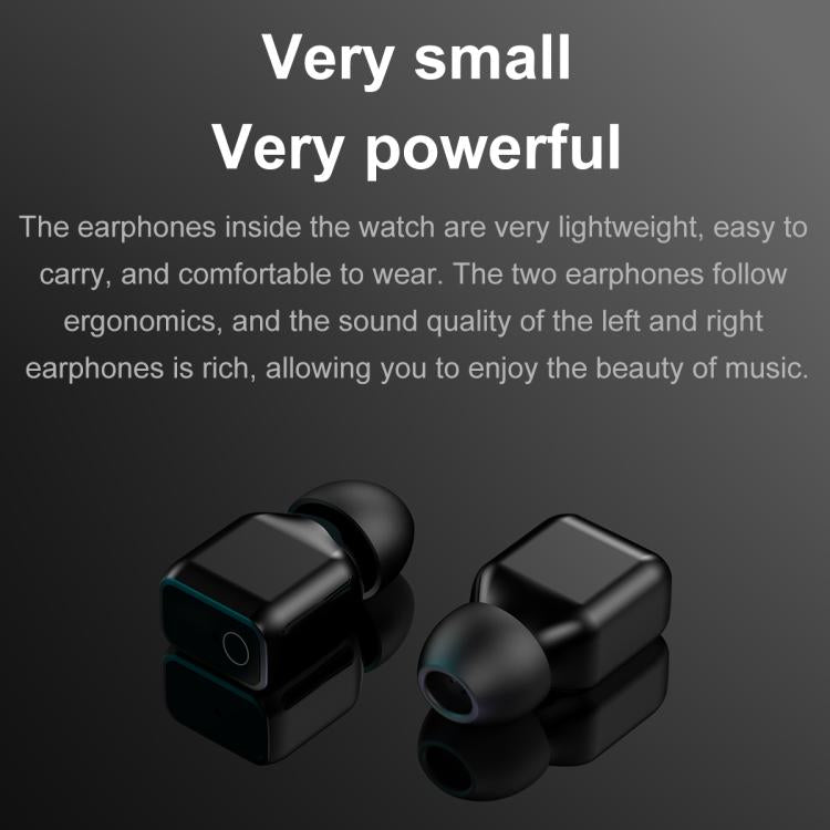 Montre connectée F36 avec écran couleur TFT 1,46 pouce, écouteurs Bluetooth intégrés, compatible appels Bluetooth et NFC.