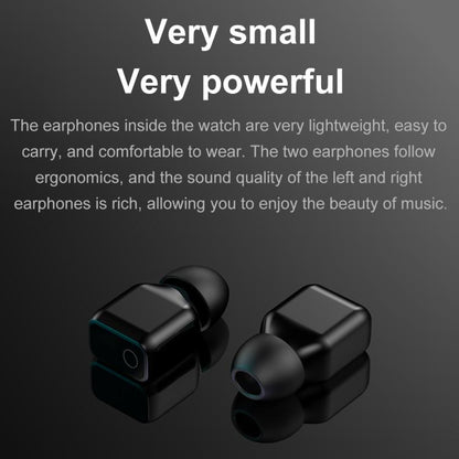 Montre connectée F36 avec écran couleur TFT 1,46 pouce, écouteurs Bluetooth intégrés, compatible appels Bluetooth et NFC.