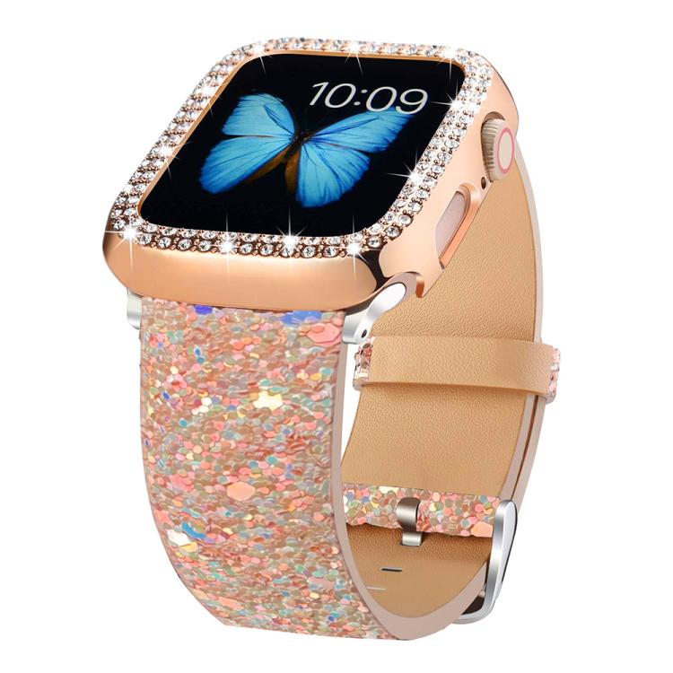 Bracelet de montre en cuir à paillettes xDfind, For Apple Watch 42 / 44 / 45 / 46 / 49mm, For Apple Watch 38 / 40 / 41 / S10 42mm