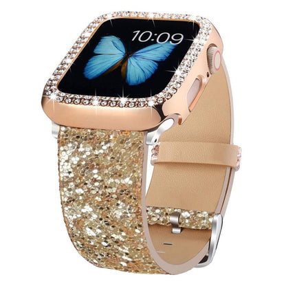 Bracelet de montre en cuir à paillettes xDfind, For Apple Watch 42 / 44 / 45 / 46 / 49mm, For Apple Watch 38 / 40 / 41 / S10 42mm