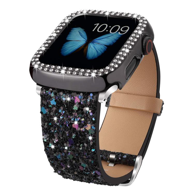 Bracelet de montre en cuir à paillettes xDfind, For Apple Watch 42 / 44 / 45 / 46 / 49mm, For Apple Watch 38 / 40 / 41 / S10 42mm