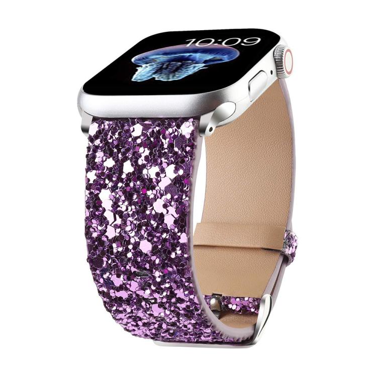Bracelet de montre en cuir à paillettes xDfind, For Apple Watch 42 / 44 / 45 / 46 / 49mm, For Apple Watch 38 / 40 / 41 / S10 42mm