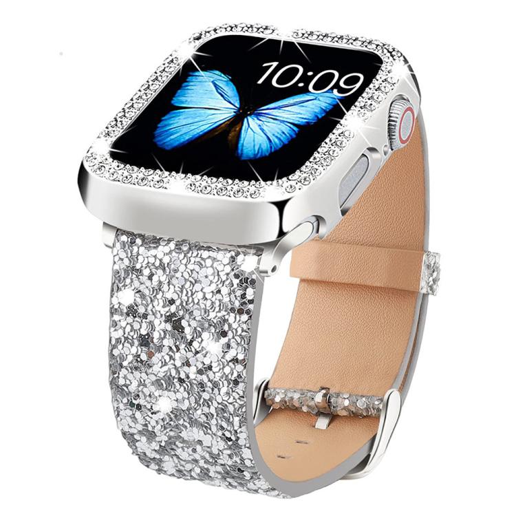 Bracelet de montre en cuir à paillettes xDfind, For Apple Watch 42 / 44 / 45 / 46 / 49mm, For Apple Watch 38 / 40 / 41 / S10 42mm