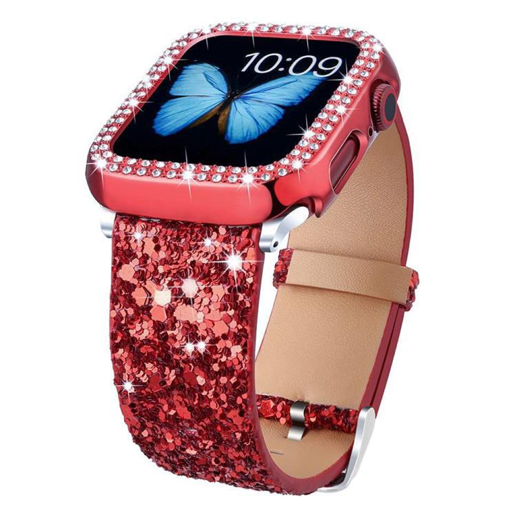 Bracelet de montre en cuir à paillettes xDfind, For Apple Watch 42 / 44 / 45 / 46 / 49mm, For Apple Watch 38 / 40 / 41 / S10 42mm