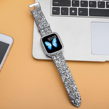 Bracelet de montre en cuir à paillettes xDfind, For Apple Watch 42 / 44 / 45 / 46 / 49mm, For Apple Watch 38 / 40 / 41 / S10 42mm