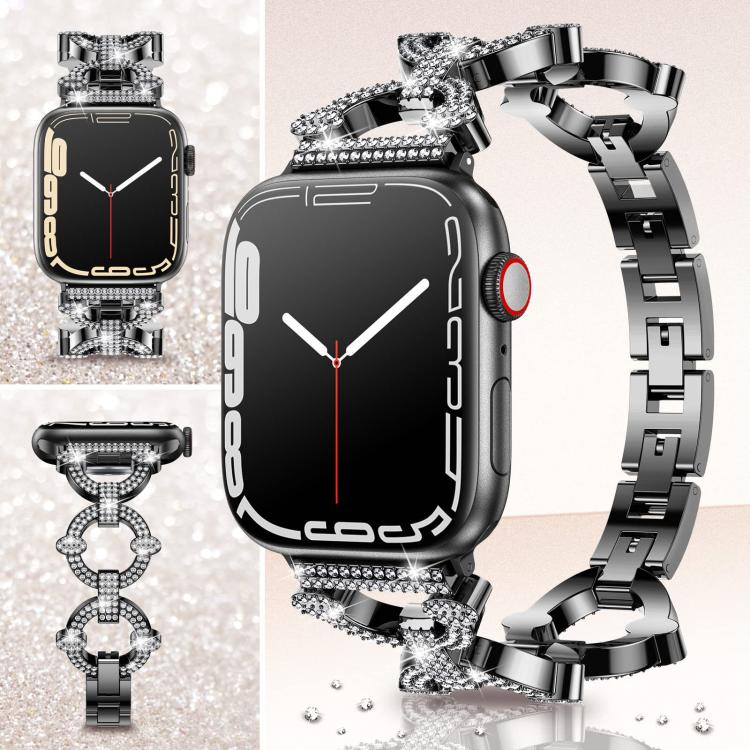 Bracelet de montre en métal diamanté en forme de O xDfind, For Apple Watch 42 / 44 / 45 / 46 / 49mm, For Apple Watch 38 / 40 / 41 / S10 42mm