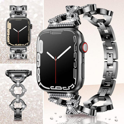 Bracelet de montre en métal diamanté en forme de O xDfind, For Apple Watch 42 / 44 / 45 / 46 / 49mm, For Apple Watch 38 / 40 / 41 / S10 42mm