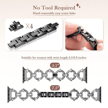 Bracelet de montre en métal diamanté en forme de O xDfind, For Apple Watch 42 / 44 / 45 / 46 / 49mm, For Apple Watch 38 / 40 / 41 / S10 42mm