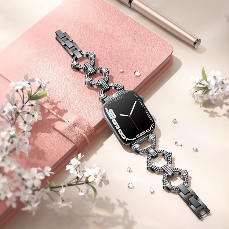 Bracelet de montre en métal diamanté en forme de O xDfind, For Apple Watch 42 / 44 / 45 / 46 / 49mm, For Apple Watch 38 / 40 / 41 / S10 42mm