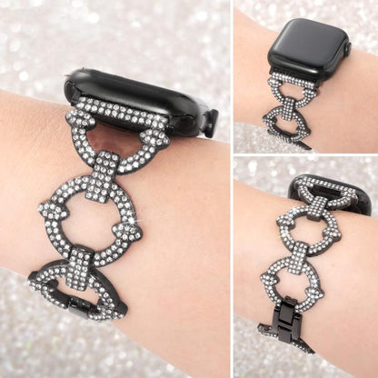 Bracelet de montre en métal diamanté en forme de O xDfind, For Apple Watch 42 / 44 / 45 / 46 / 49mm, For Apple Watch 38 / 40 / 41 / S10 42mm
