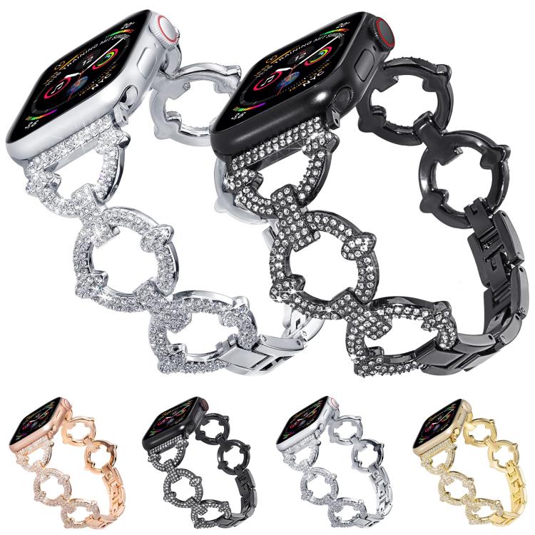 Bracelet de montre en métal diamanté en forme de O xDfind, For Apple Watch 42 / 44 / 45 / 46 / 49mm, For Apple Watch 38 / 40 / 41 / S10 42mm