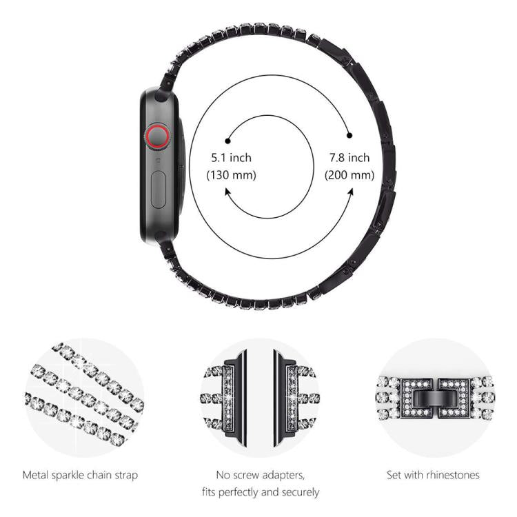 Bracelet de montre en métal à trois diamants xDfind, For Apple Watch 42 / 44 / 45 / 46 / 49mm, For Apple Watch 38 / 40 / 41 / S10 42mm