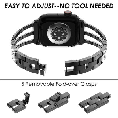 Bracelet de montre en métal à trois diamants xDfind, For Apple Watch 42 / 44 / 45 / 46 / 49mm, For Apple Watch 38 / 40 / 41 / S10 42mm
