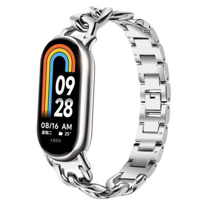 Bracelet de montre xDfind en acier inoxydable à chaîne en denim simple rangée, For Xiaomi Smart Band 10 / 9 / 8