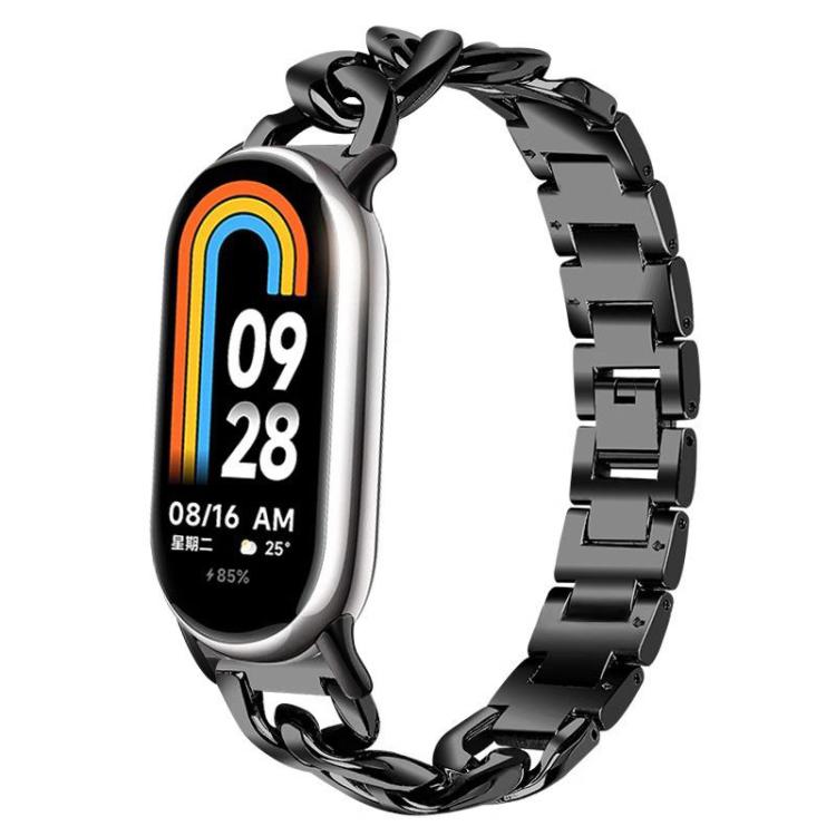 Bracelet de montre xDfind en acier inoxydable à chaîne en denim simple rangée, For Xiaomi Smart Band 10 / 9 / 8