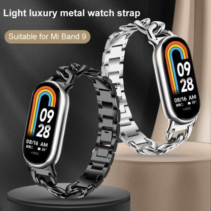 Bracelet de montre xDfind en acier inoxydable à chaîne en denim simple rangée, For Xiaomi Smart Band 10 / 9 / 8