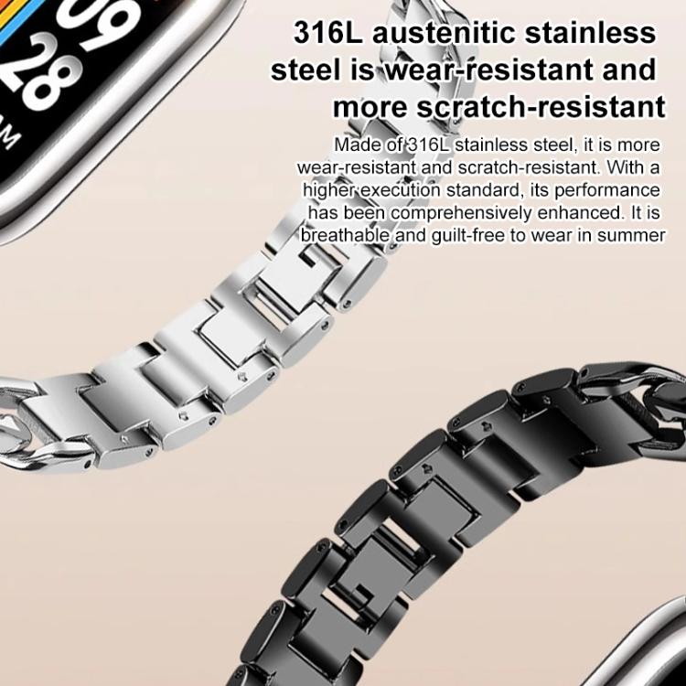 Bracelet de montre xDfind en acier inoxydable à chaîne en denim simple rangée, For Xiaomi Smart Band 10 / 9 / 8