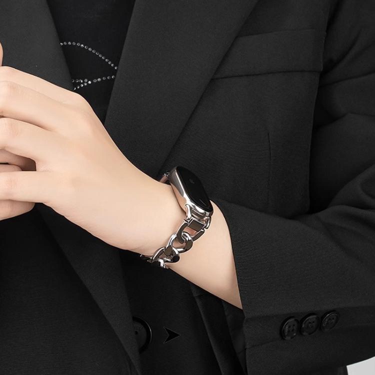 Bracelet de montre xDfind en acier inoxydable à chaîne en denim simple rangée, For Xiaomi Smart Band 10 / 9 / 8