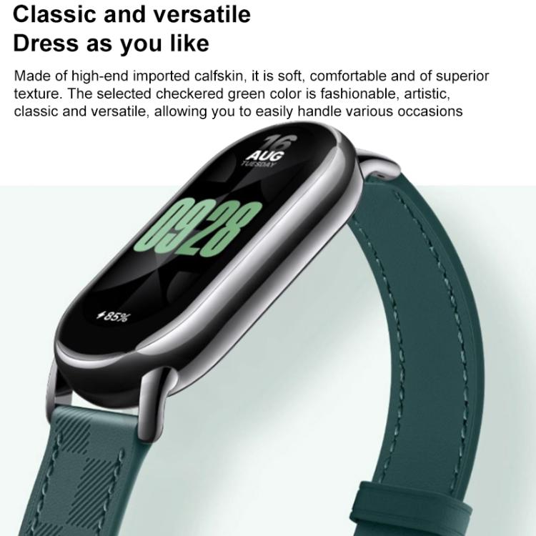 Bracelet de montre en cuir à motif écossais xDfind, For Xiaomi Smart Band 10 / 9 / 8