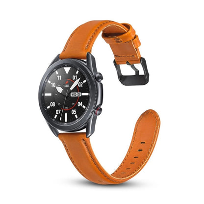 Bracelet de remplacement en cuir à texture plate, For Samsung Galaxy Watch 3 41mm, For Samsung Galaxy Watch 3 45mm
