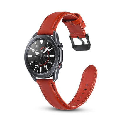 Bracelet de remplacement en cuir à texture plate, For Samsung Galaxy Watch 3 41mm, For Samsung Galaxy Watch 3 45mm