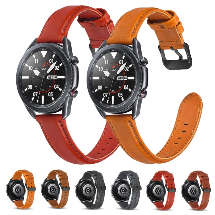 Bracelet de remplacement en cuir à texture plate, For Samsung Galaxy Watch 3 41mm, For Samsung Galaxy Watch 3 45mm