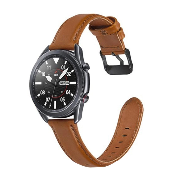 Bracelet de remplacement en cuir à texture plate, For Samsung Galaxy Watch 3 41mm, For Samsung Galaxy Watch 3 45mm