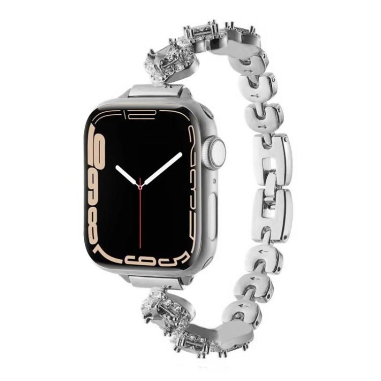 Bracelet de montre en métal à motif trèfle à quatre feuilles et diamants xDfind, For Apple Watch 42 / 44 / 45 / 46 / 49mm, For Apple Watch 38 / 40 / 41 / S10 42mm