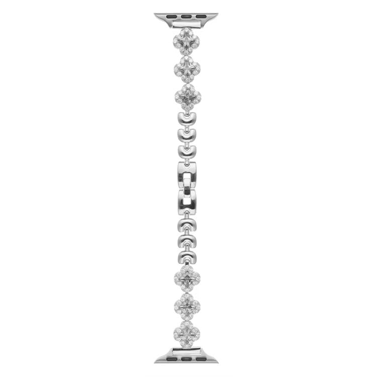 Bracelet de montre en métal à motif trèfle à quatre feuilles et diamants xDfind, For Apple Watch 42 / 44 / 45 / 46 / 49mm, For Apple Watch 38 / 40 / 41 / S10 42mm