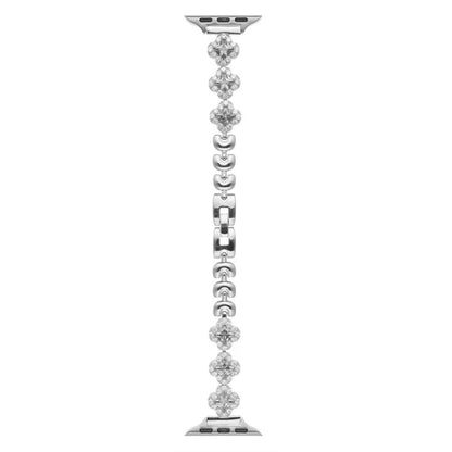 Bracelet de montre en métal à motif trèfle à quatre feuilles et diamants xDfind, For Apple Watch 42 / 44 / 45 / 46 / 49mm, For Apple Watch 38 / 40 / 41 / S10 42mm