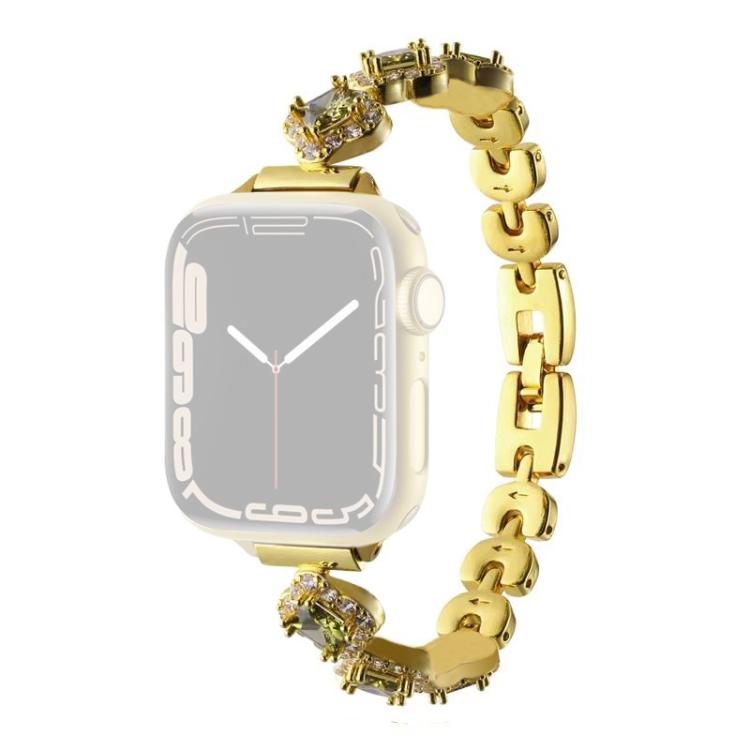 Bracelet de montre en métal à motif trèfle à quatre feuilles et diamants xDfind, For Apple Watch 42 / 44 / 45 / 46 / 49mm, For Apple Watch 38 / 40 / 41 / S10 42mm