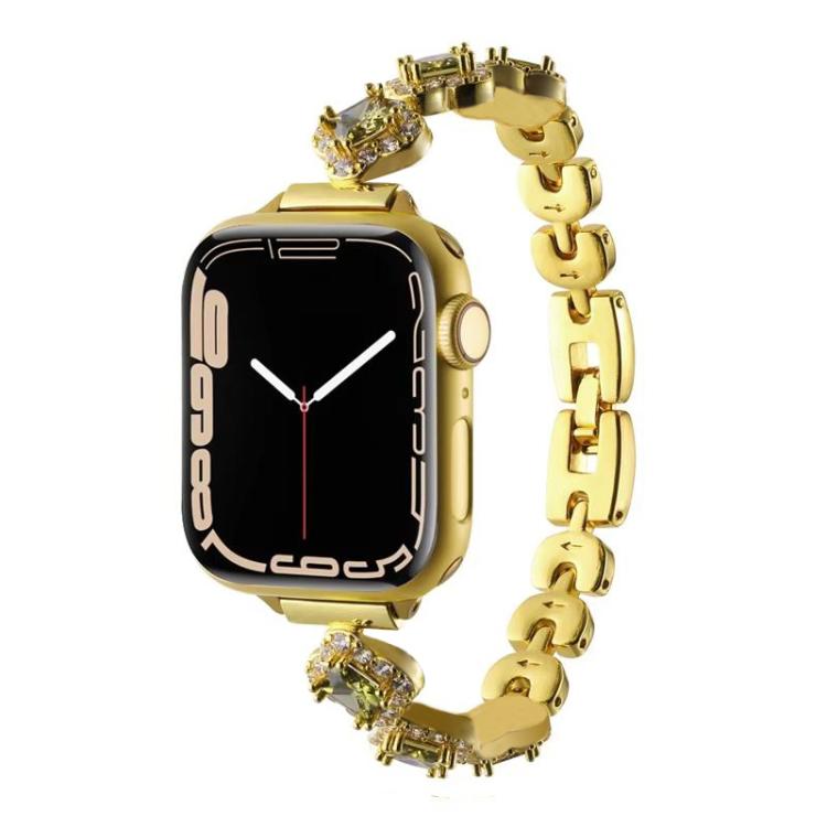 Bracelet de montre en métal à motif trèfle à quatre feuilles et diamants xDfind, For Apple Watch 42 / 44 / 45 / 46 / 49mm, For Apple Watch 38 / 40 / 41 / S10 42mm