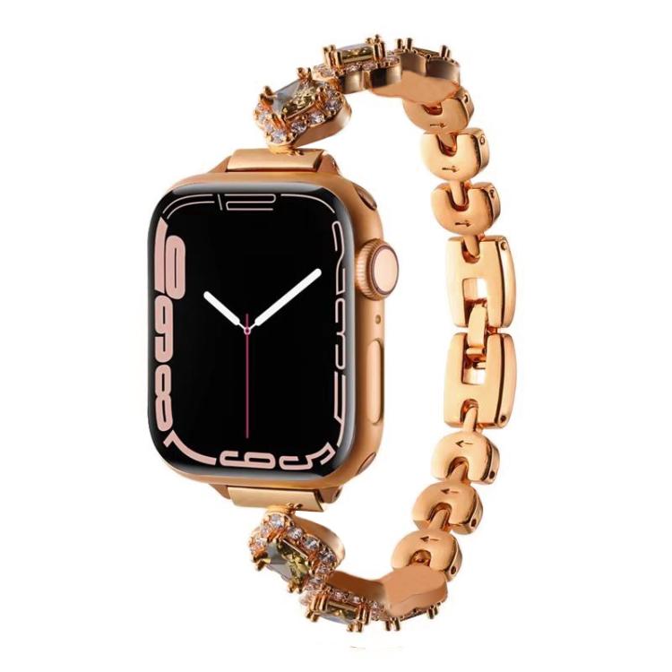 Bracelet de montre en métal à motif trèfle à quatre feuilles et diamants xDfind, For Apple Watch 42 / 44 / 45 / 46 / 49mm, For Apple Watch 38 / 40 / 41 / S10 42mm