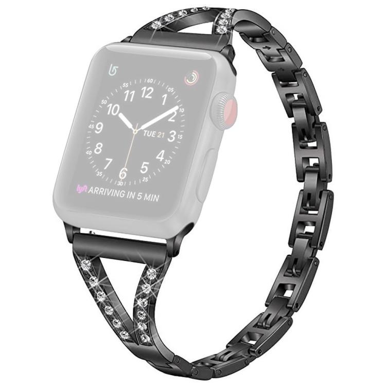 Bracelet de montre xDfind en acier inoxydable à chevrons et diamants, For Apple Watch 42 / 44 / 45 / 46 / 49mm, For Apple Watch 38 / 40 / 41 / S10 42mm