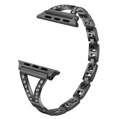 Bracelet de montre xDfind en acier inoxydable à chevrons et diamants, For Apple Watch 42 / 44 / 45 / 46 / 49mm, For Apple Watch 38 / 40 / 41 / S10 42mm
