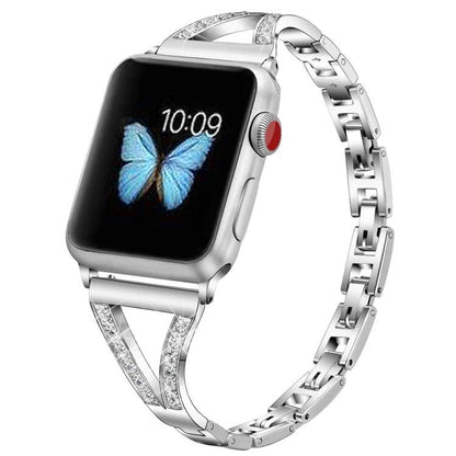 Bracelet de montre xDfind en acier inoxydable à chevrons et diamants, For Apple Watch 42 / 44 / 45 / 46 / 49mm, For Apple Watch 38 / 40 / 41 / S10 42mm