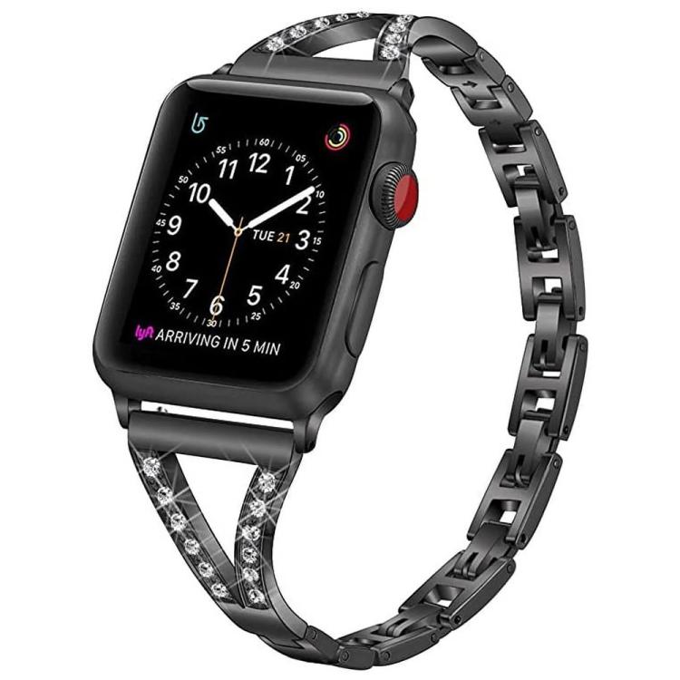 Bracelet de montre xDfind en acier inoxydable à chevrons et diamants, For Apple Watch 42 / 44 / 45 / 46 / 49mm, For Apple Watch 38 / 40 / 41 / S10 42mm