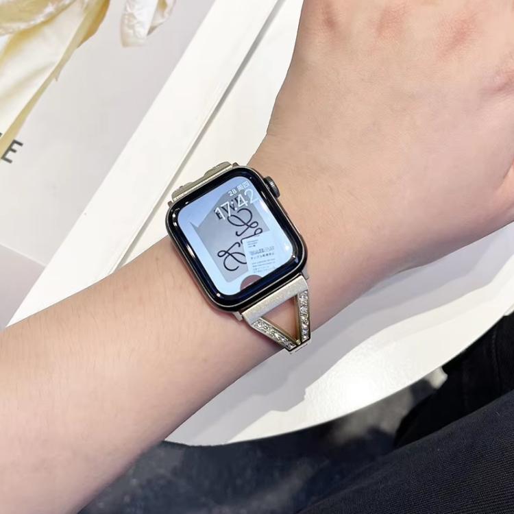 Bracelet de montre xDfind en acier inoxydable à chevrons et diamants, For Apple Watch 42 / 44 / 45 / 46 / 49mm, For Apple Watch 38 / 40 / 41 / S10 42mm