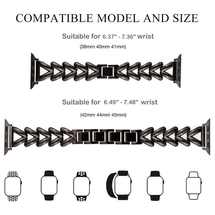 Bracelet de montre en métal en forme de V xDfind, For Apple Watch 42 / 44 / 45 / 46 / 49mm, For Apple Watch 38 / 40 / 41 / S10 42mm