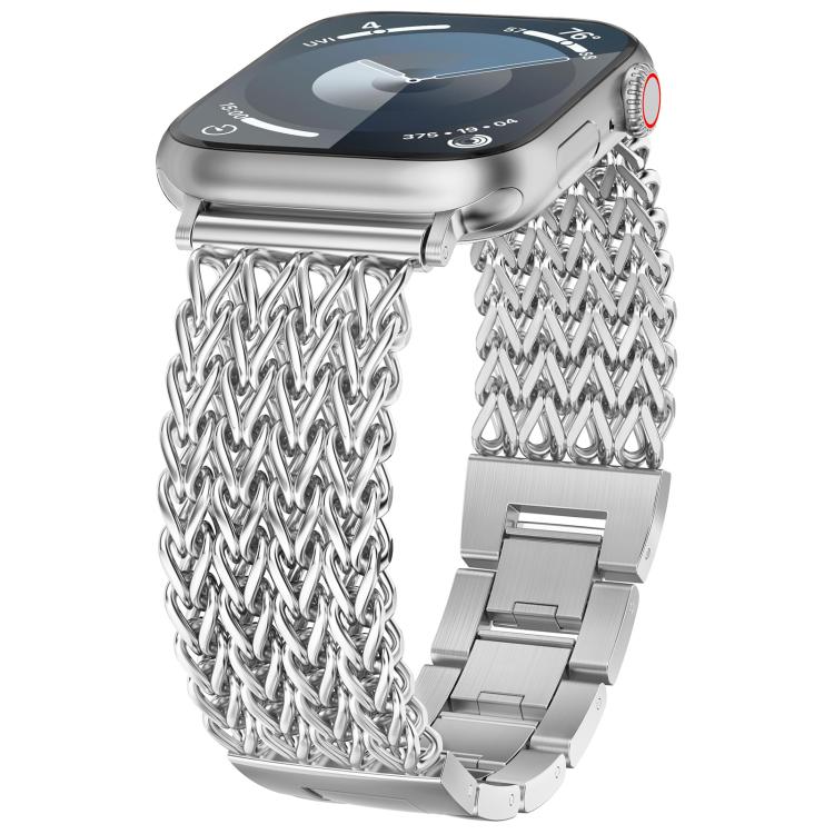 Bracelet de montre en acier inoxydable tressé à chevrons xDfind, For Apple Watch 42 / 44 / 45 / 46 / 49mm, For Apple Watch 38 / 40 / 41 / S10 42mm