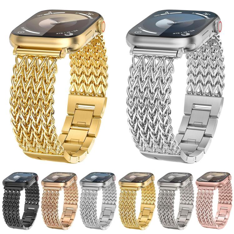 Bracelet de montre en acier inoxydable tressé à chevrons xDfind, For Apple Watch 42 / 44 / 45 / 46 / 49mm, For Apple Watch 38 / 40 / 41 / S10 42mm
