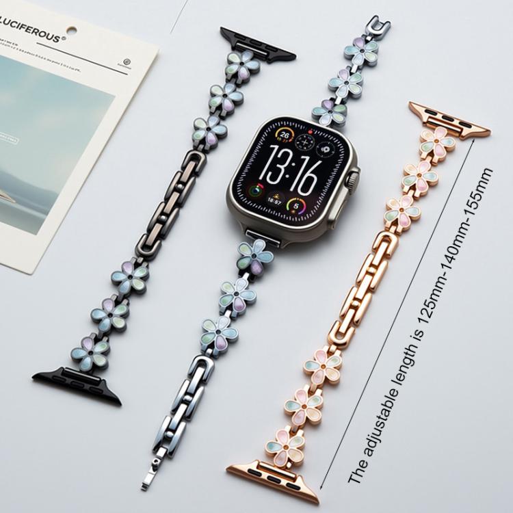 Bracelet de montre en métal à pétales de soleil xDfind, For Apple Watch 42 / 44 / 45 / 46 / 49mm, For Apple Watch 38 / 40 / 41 / S10 42mm
