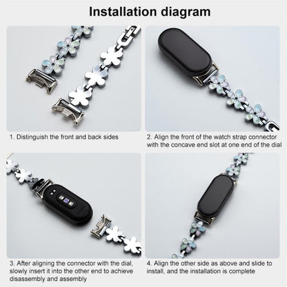 Bracelet de montre en métal à pétales de soleil xDfind, For Xiaomi Band 10 Pro / 9 Pro / 8 Pro, For Redmi Watch 6 / 5 / 4, For Xiaomi Smart Band 10 / 9 / 8