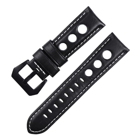 Bracelet de montre xDfind en cuir véritable respirant à trois trous, 20mm, 22mm, 24mm